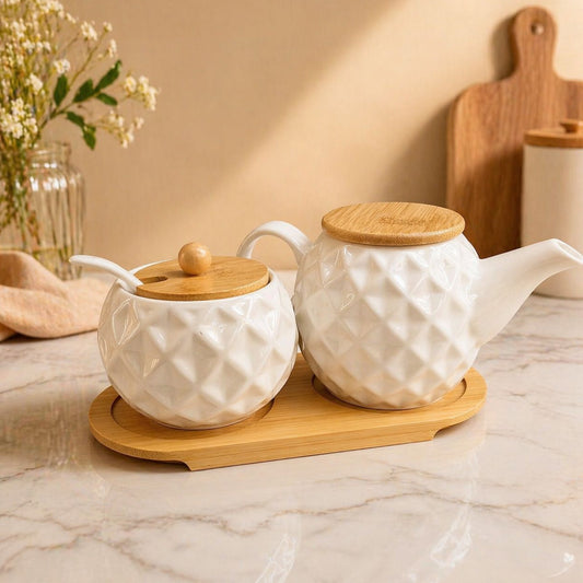 tea kettle and sugar bowl 