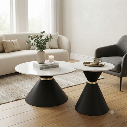 Marble Top Coffee and Side Table Set