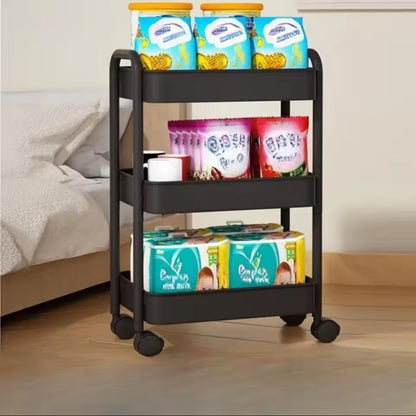 3Layer metallic storage trolley rack