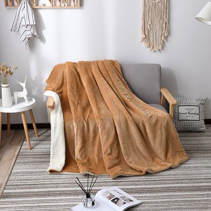 Double layer throw blanket