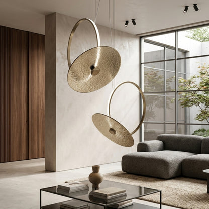 Dual Ring and Textured Disc Pendant Light
