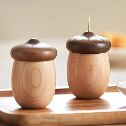 Walnut Cotton Swab And Toothpick Holder