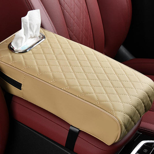 Car armrest with tissue storage