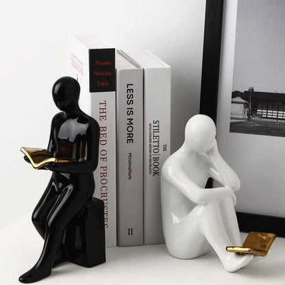 Ceramic reader shape bookends