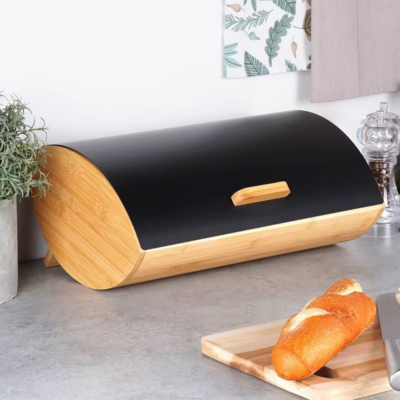 Bamboo Bread Bin with Metallic Cover Gha