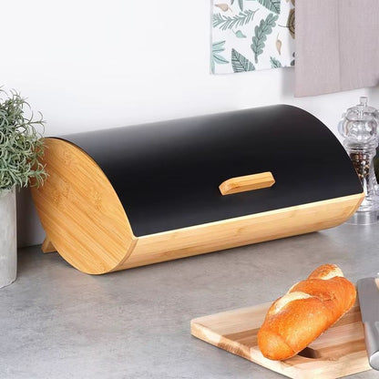 Bamboo Bread Bin with Metallic Cover Gha