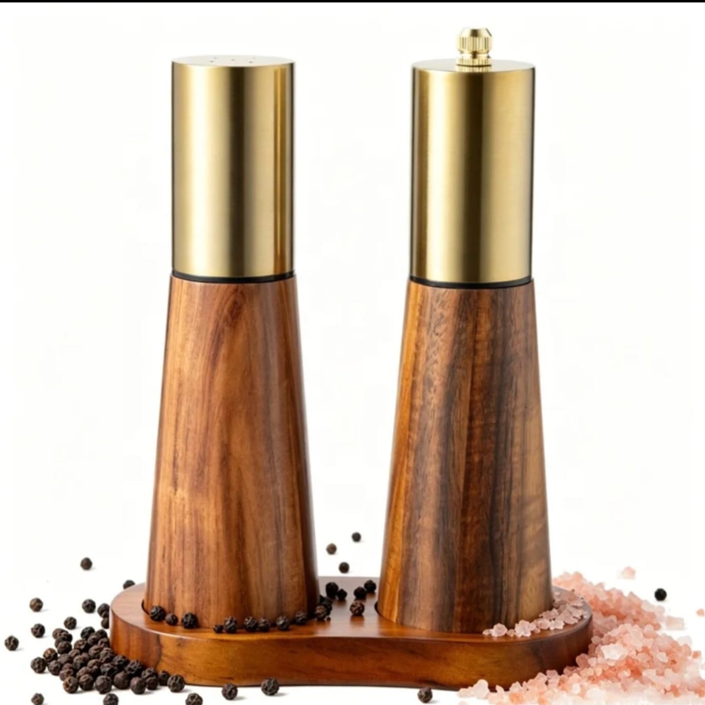 3-Piece Bamboo Salt and Pepper Grinder Set