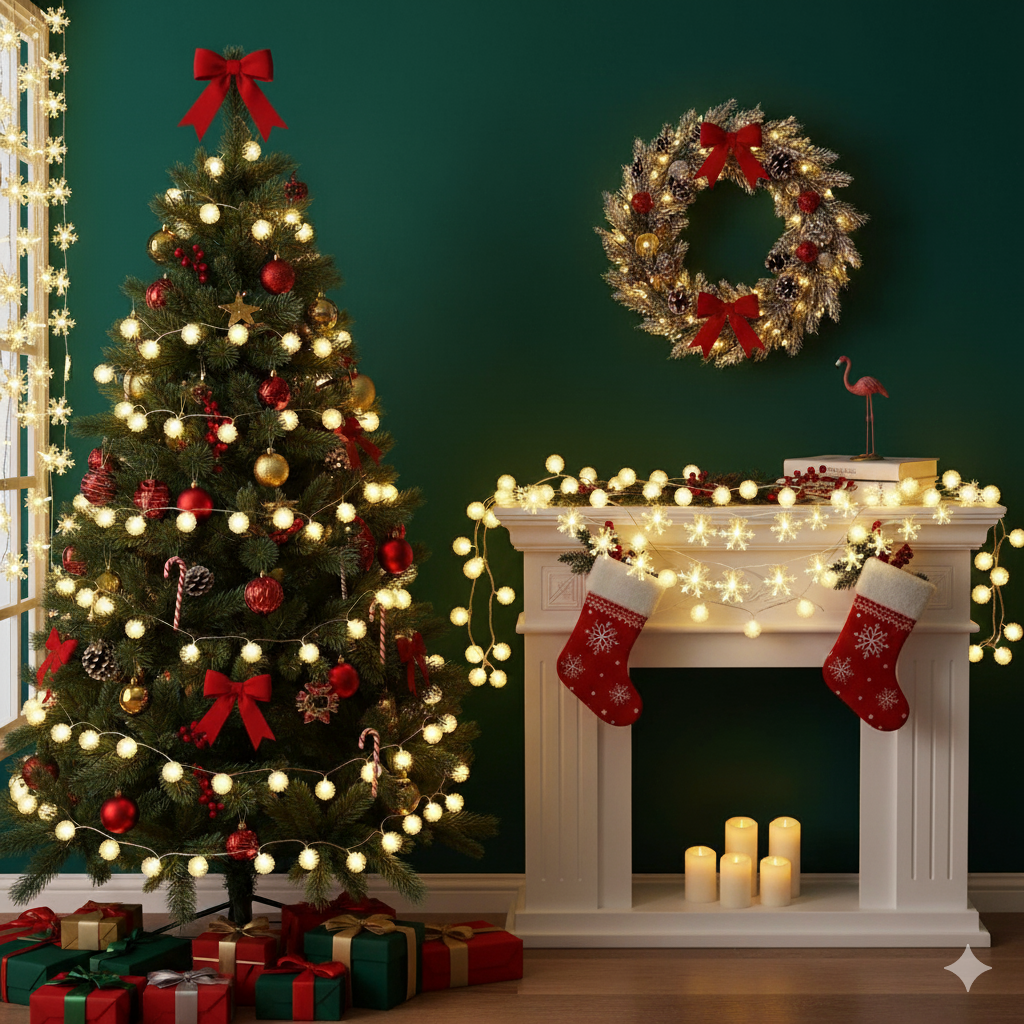 6M WARM WHITE LED SNOWFLAKE STRING LIGHTS