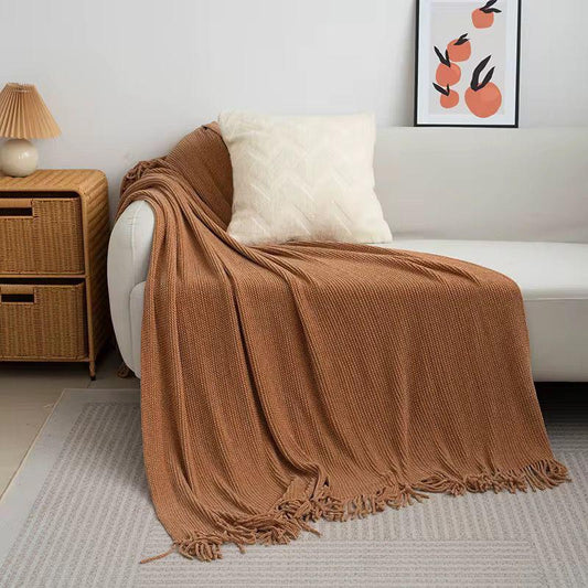 Soft chenille knit throw blanket