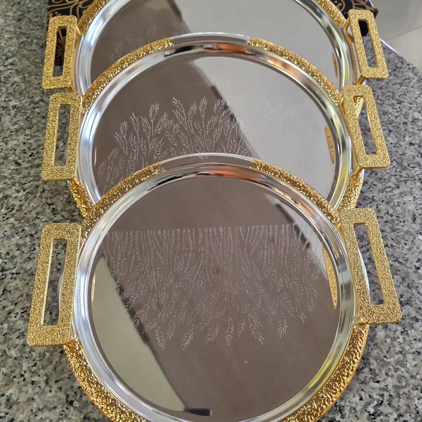 3pc serving stainless steel serving trays