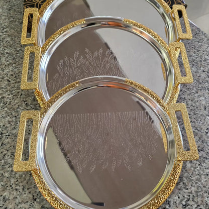 3pc serving stainless steel serving trays