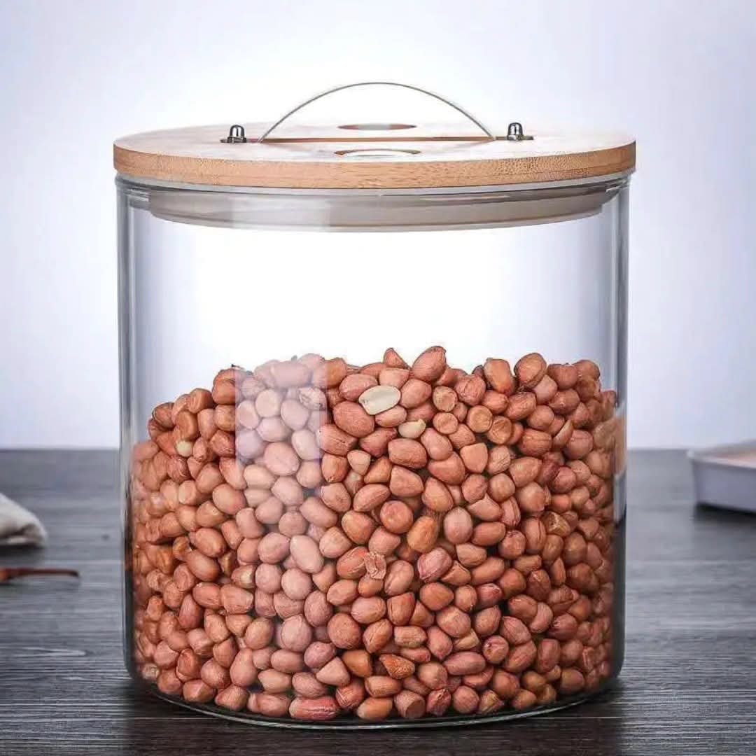Glass Storage Jar with Airtight Bamboo Lid