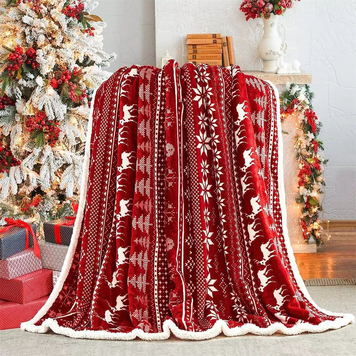 Christmas Reindeer Throw Blanket