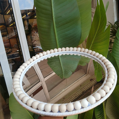 Boho Beaded Round Mirror Wall Decor and Tray