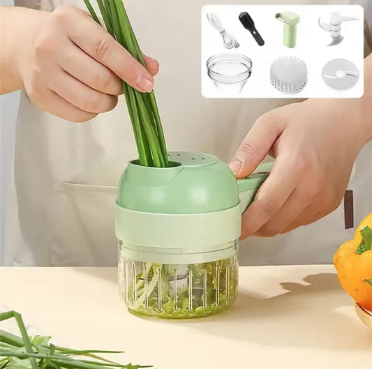 4 in 1 Handled electric vegetable cutter with brush