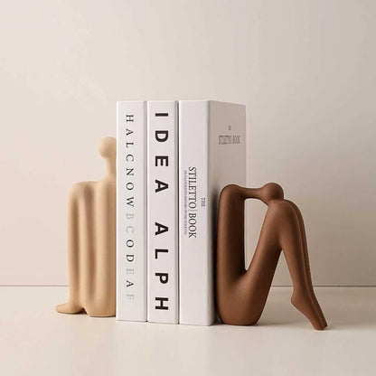 Abstract Sitting Man Ceramic Bookends Set