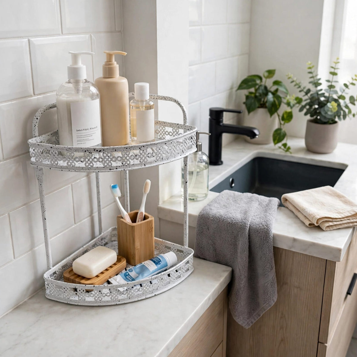 2 Tier Multifunctional Corner  Rack