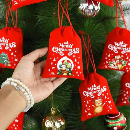 2Pc Christmas velvet gift candy drawstring bags