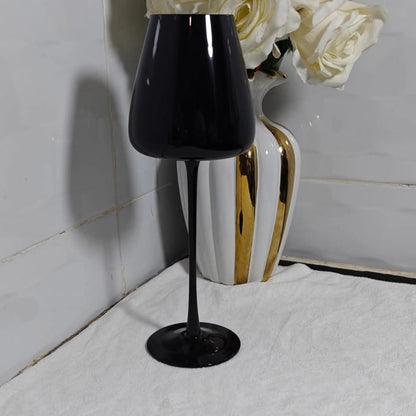 2pcs long stem black wine glasses