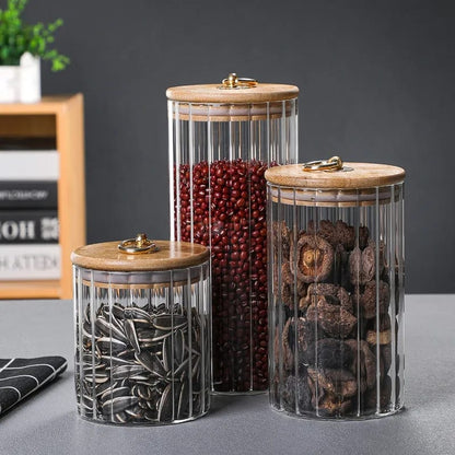 3Pc set glass storage jars