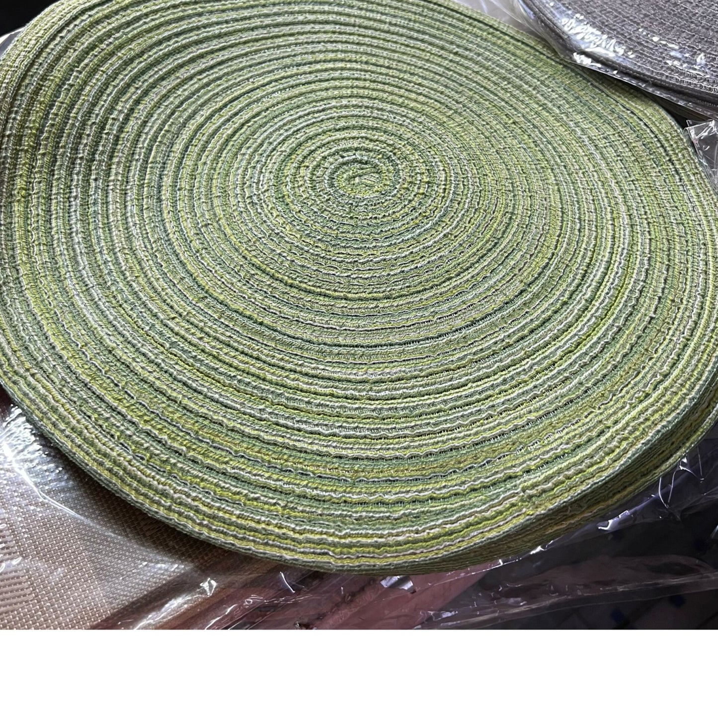 6 pcs Round Table Mat Woven Ramie Placement anti slip dining table mats.