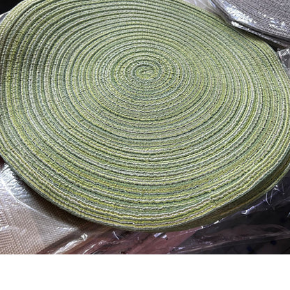 6 pcs Round Table Mat Woven Ramie Placement anti slip dining table mats.