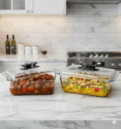 Rectangular glass casserole baking dish