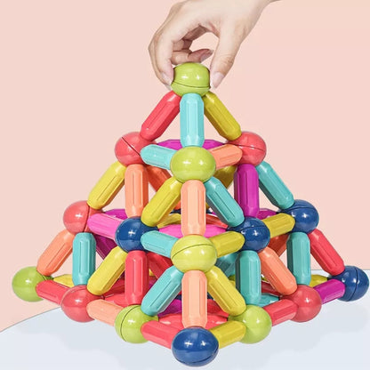 3D 64 Magnetic Building Blocks Magnetic Sticks Kids Toy Gha