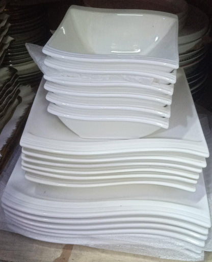 18Pcs striped square dinner set