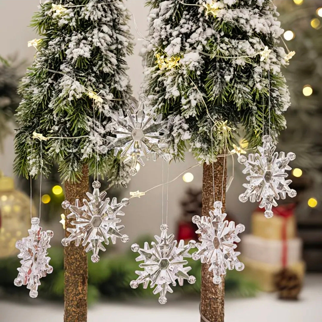 6 Piece Crystal Snowflake Christmas Decor Ornaments