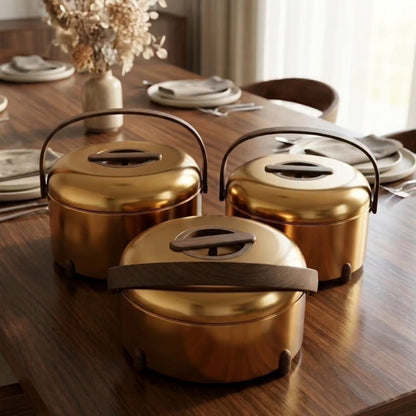 3pcs Round Insulated Hotpot Food Warmers Set
