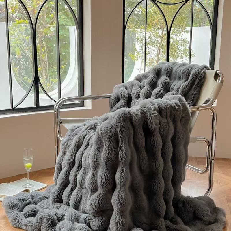Soft Thick Rabbit Fur Faux Throw Blanket