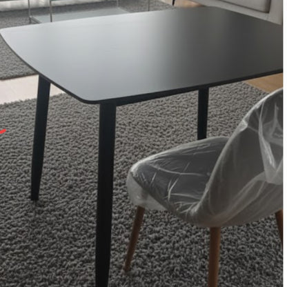 Marble table top with metallic legs