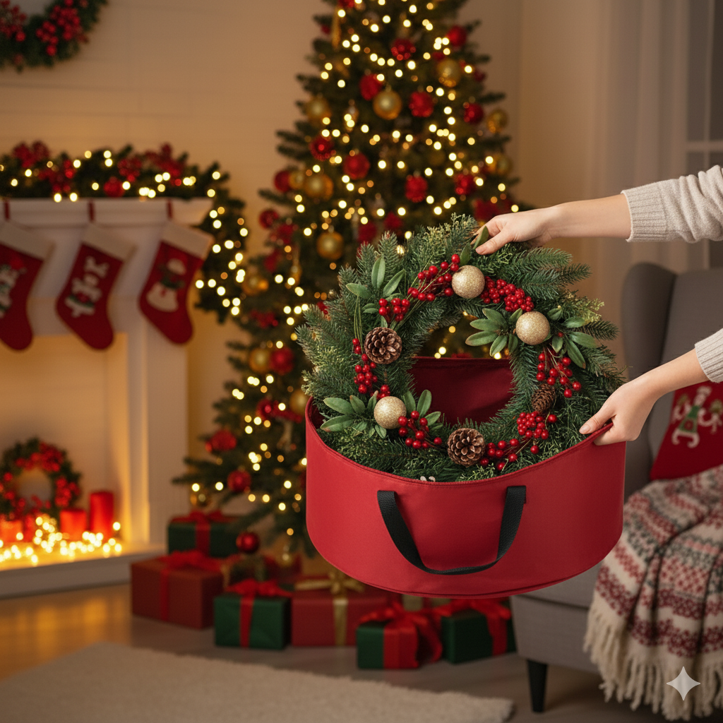 Christmas storage bags for wreath and garland