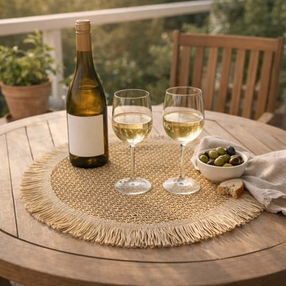 6pcs Round Braided Jute Table Placemat Set