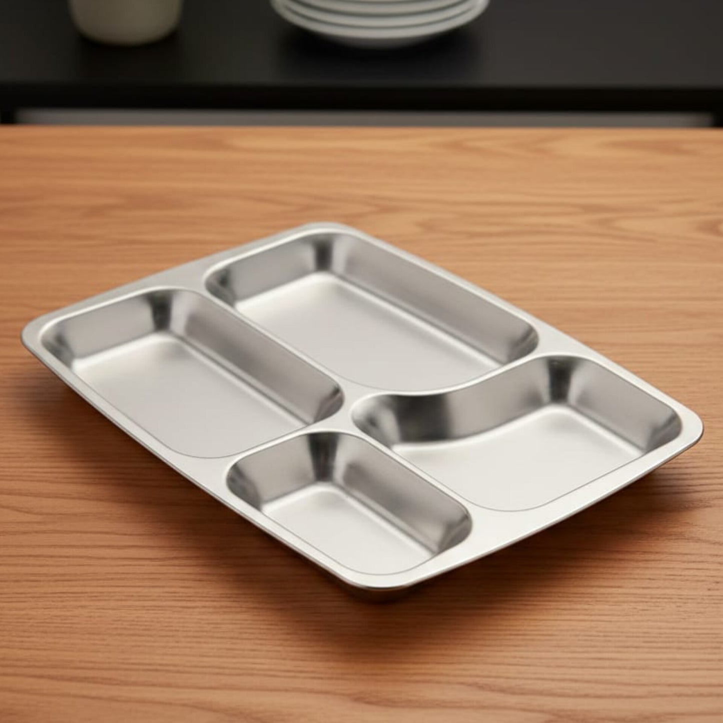 4 Section Stainless Steel Partitioned Plate
