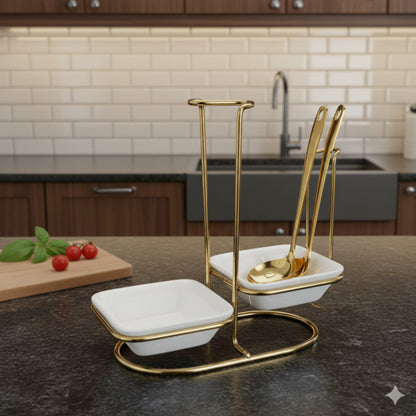 Double Ceramic serving spoon holder