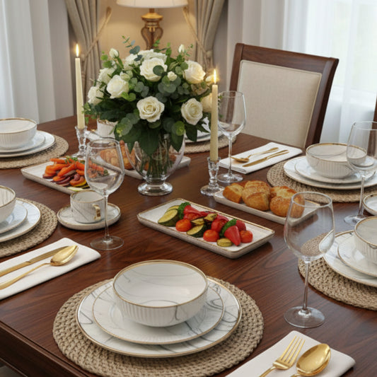 32 Piece Marble Pattern  Dinnerware Set