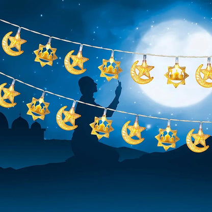 Led Christmas Star and Crescent Moon String Lights