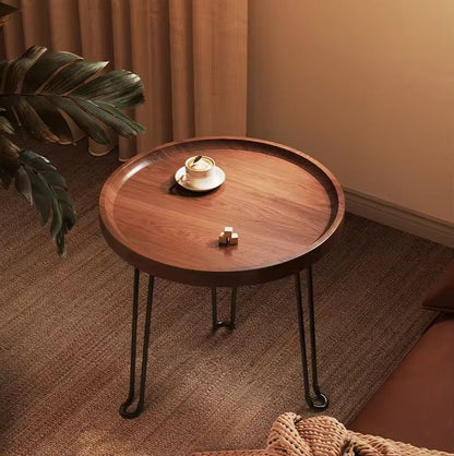 Round Wood and Metal Side Table Gha