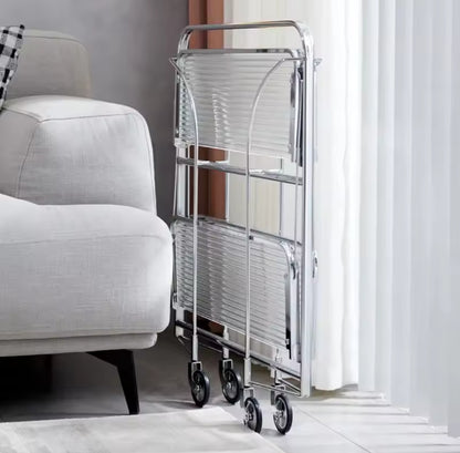 Foldable trolley glass table cart