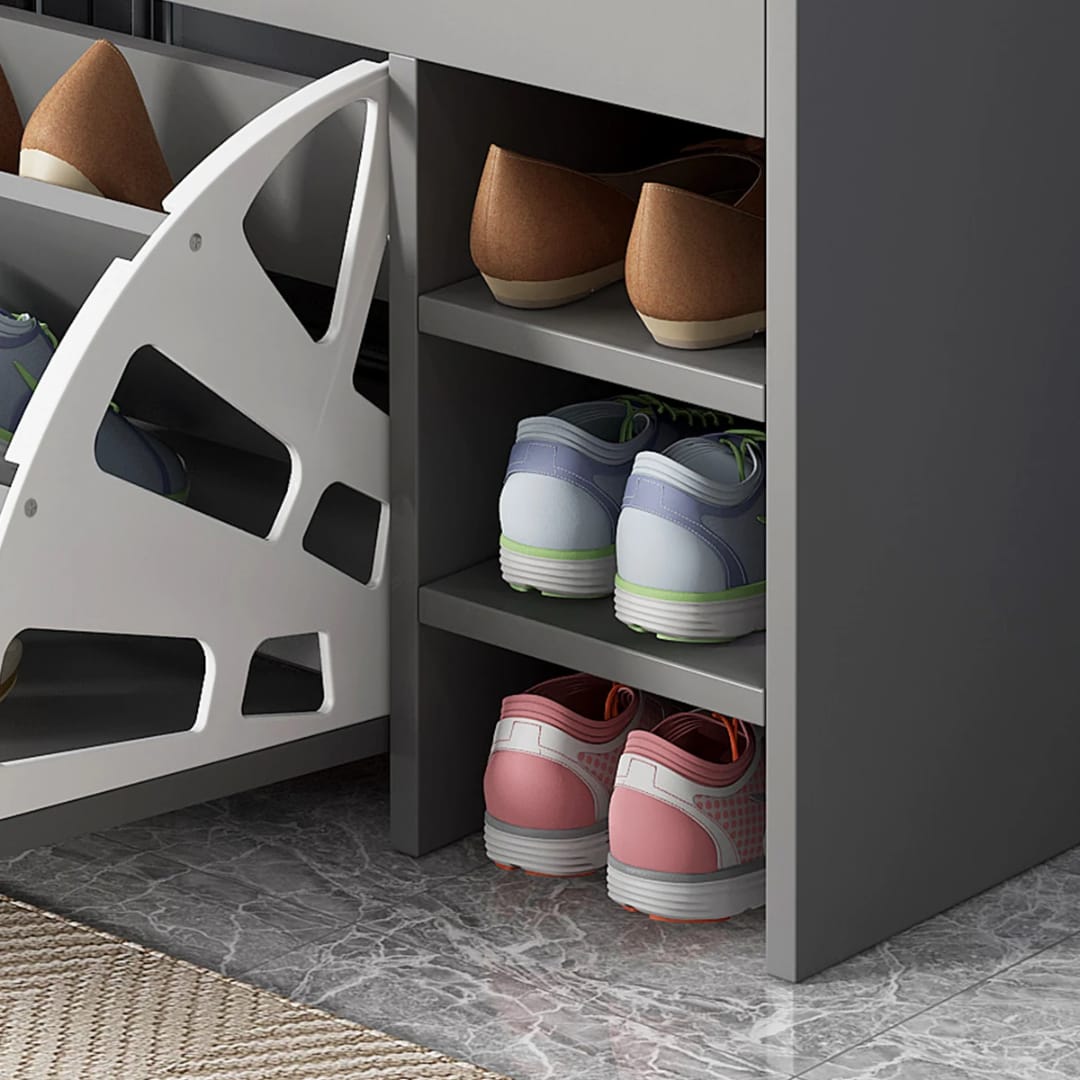 Bucket flip shoe rack