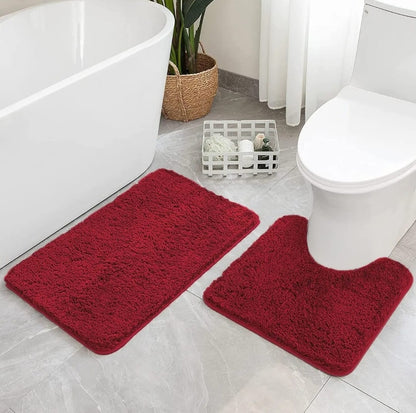 2Pcs  Plush bath mat set