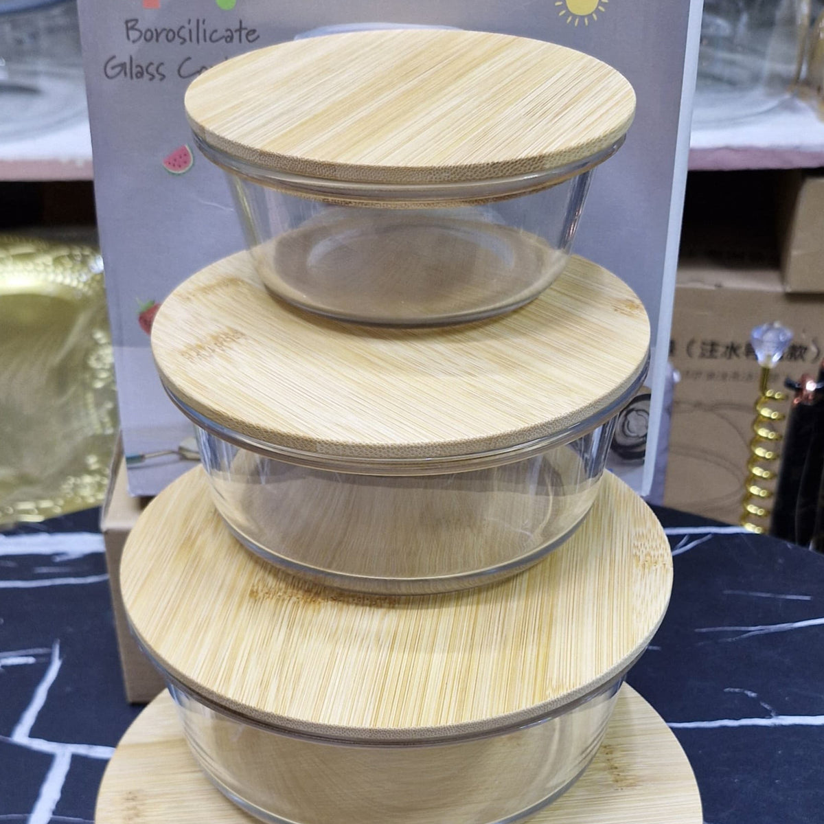 4 In 1 Round Borosilicate Glass Container Set