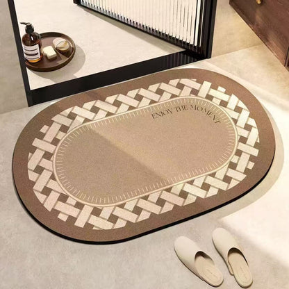 Big Size Oval Absorbent Bathroom Door Mat