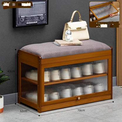 Wooden stool with shoe cabinet gha