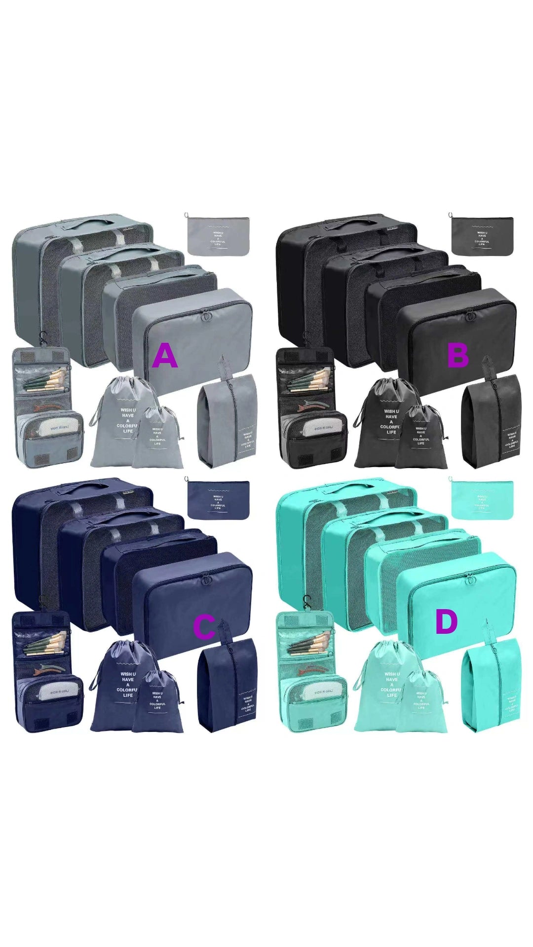 9pcs luggage travel organizer