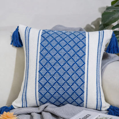 Boho Throw Pillow Cover with Tassels
