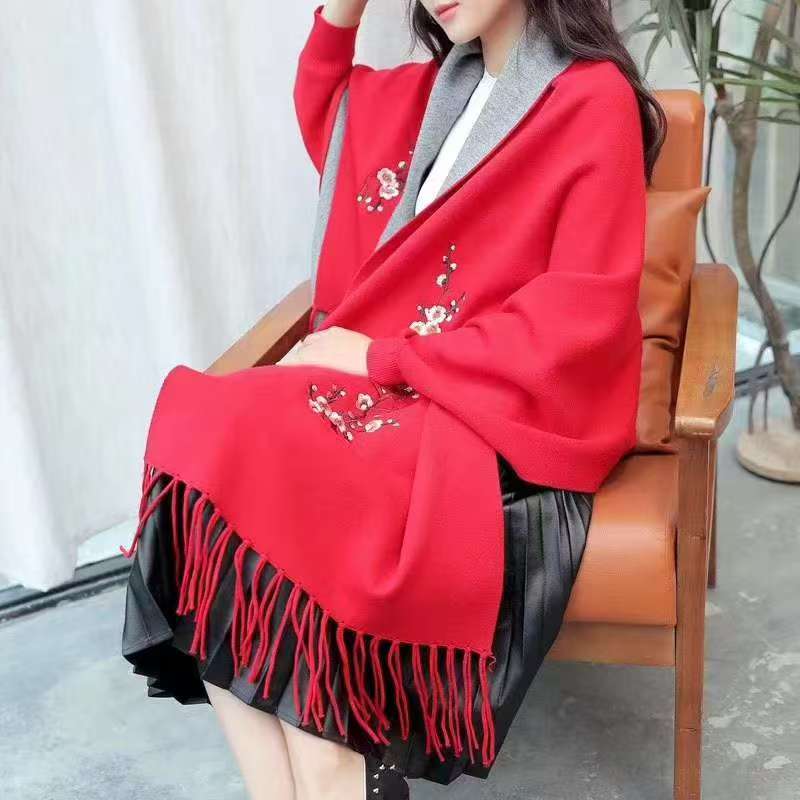 Double Sided Knitted Winter Sweater Shawl