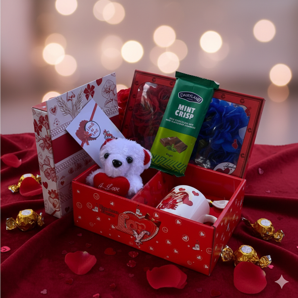 Valentine Gift Set with Plush Bear and Mug